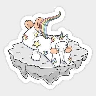 Weird Unicorn Cat contemplating the universe Sticker